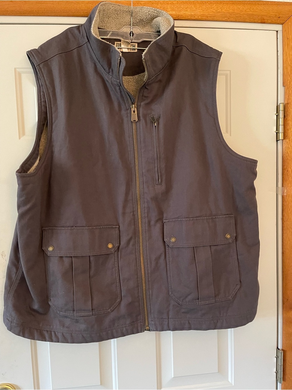 Duluth Men's 3XLTALL Fire Hose Iron Range Gray Canvas Vest Fleece Lined